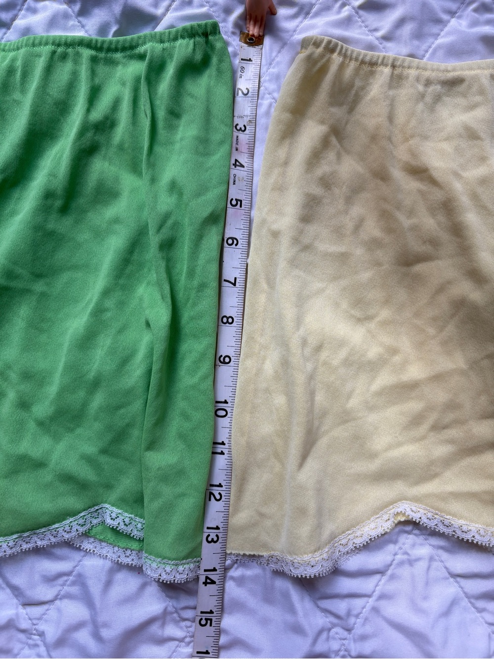 Pale yellow and Lime Green Vintage Sears Slips with White Trim - Picture 9 of 10